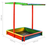 Sandbox with Adjustable Roof Fir Wood Multicolour UV50 - Close-Up Angle