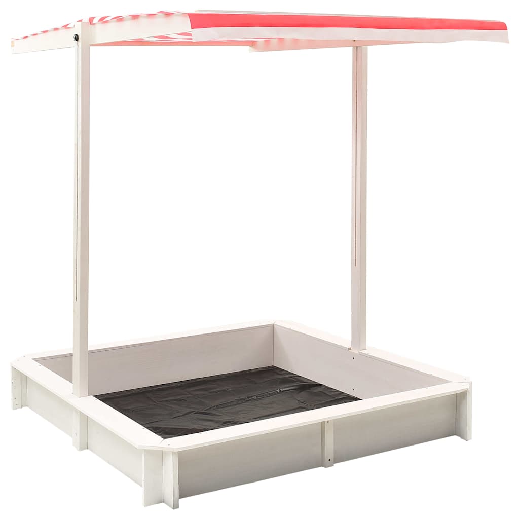 Sandbox with Adjustable Roof Fir Wood White and Red UV50
