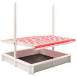 Sandbox with Adjustable Roof Fir Wood White and Red UV50 - Front View