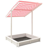 Sandbox with Adjustable Roof Fir Wood White and Red UV50 - Side View