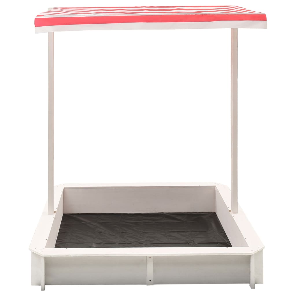 Sandbox With Adjustable Roof Fir Wood White And Red Uv50