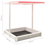 Sandbox With Adjustable Roof Fir Wood White And Red Uv50
