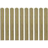 Impregnated Fence Slats 10 pcs Wood 80 cm - Front View