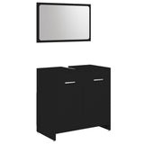 4 Piece Bathroom Furniture Set Black Engineered Wood - Side View