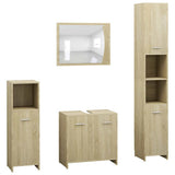 4 Piece Bathroom Furniture Set Sonoma Oak Engineered Wood - Front View