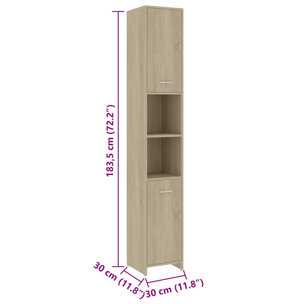 4 Piece Bathroom Furniture Set Sonoma Oak Engineered Wood