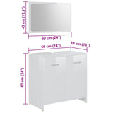 4 Piece Bathroom Furniture Set High Gloss White Engineered Wood - Extra Image