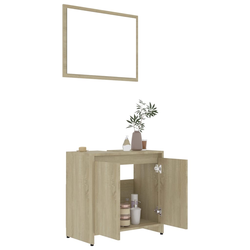4 Piece Bathroom Furniture Set Sonoma Oak Engineered Wood