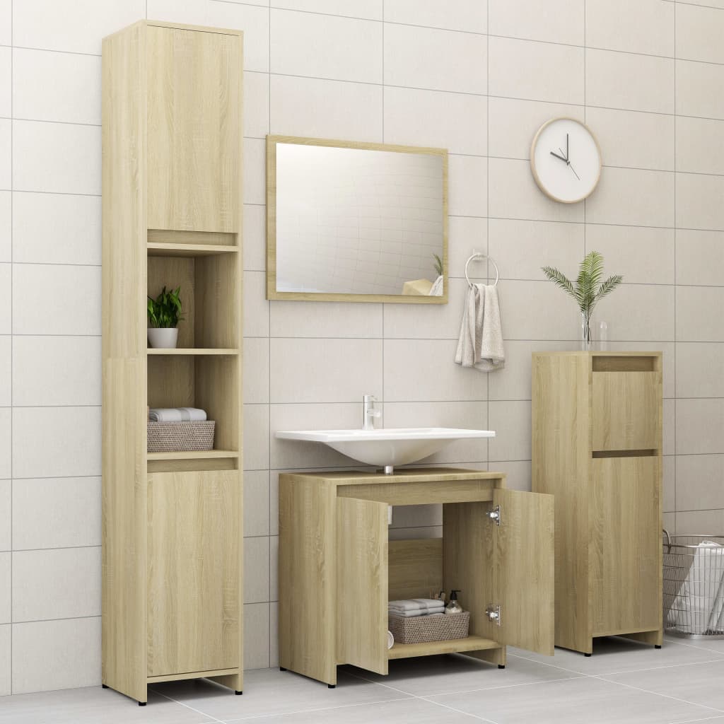 4 Piece Bathroom Furniture Set Sonoma Oak Engineered Wood