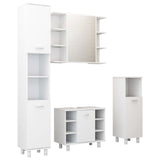 4 Piece Bathroom Furniture Set White Engineered Wood - Front View