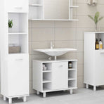4 Piece Bathroom Furniture Set White Engineered Wood