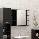 4 Piece Bathroom Furniture Set Black Engineered Wood - Side View