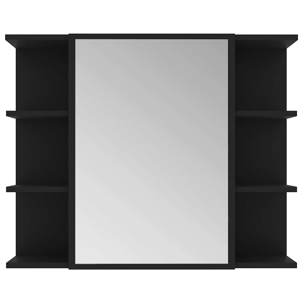 4 Piece Bathroom Furniture Set Black Engineered Wood
