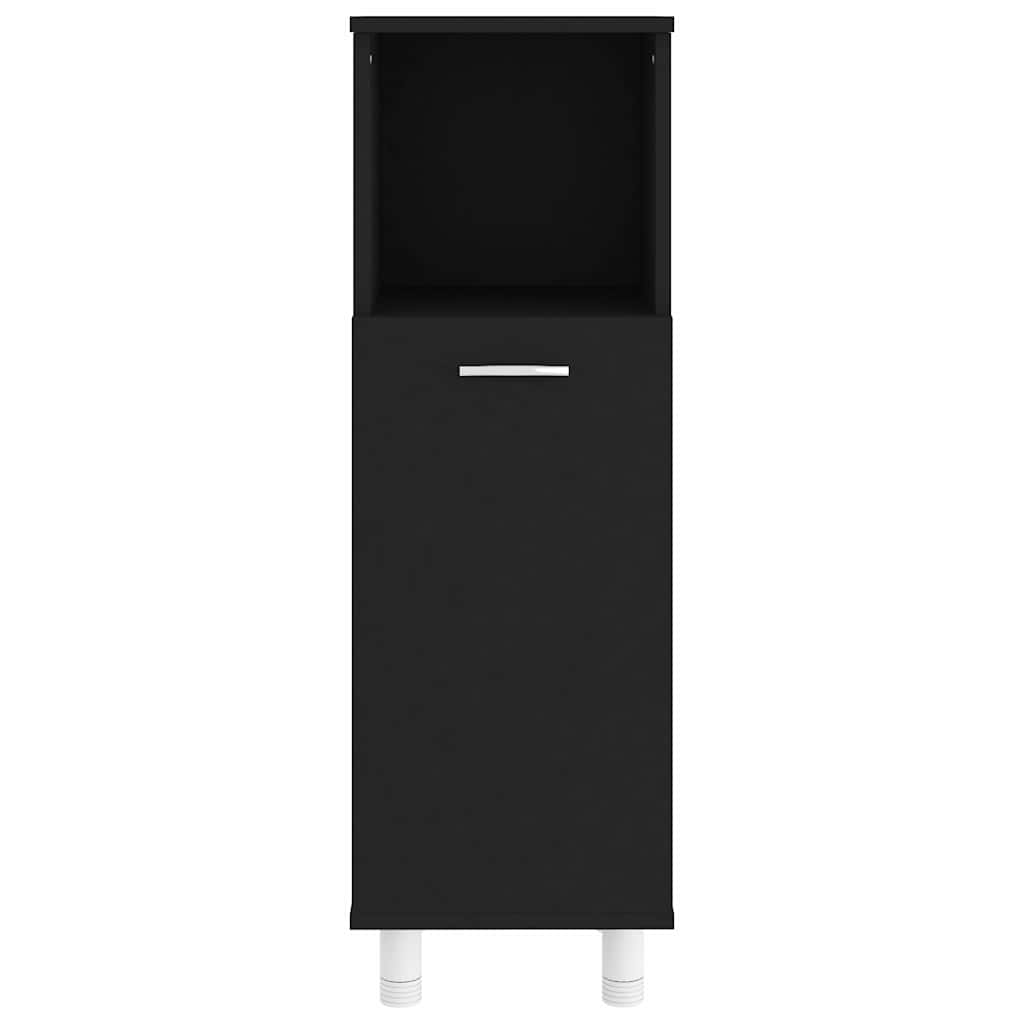 4 Piece Bathroom Furniture Set Black Engineered Wood