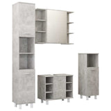 4 Piece Bathroom Furniture Set Concrete Grey Engineered Wood