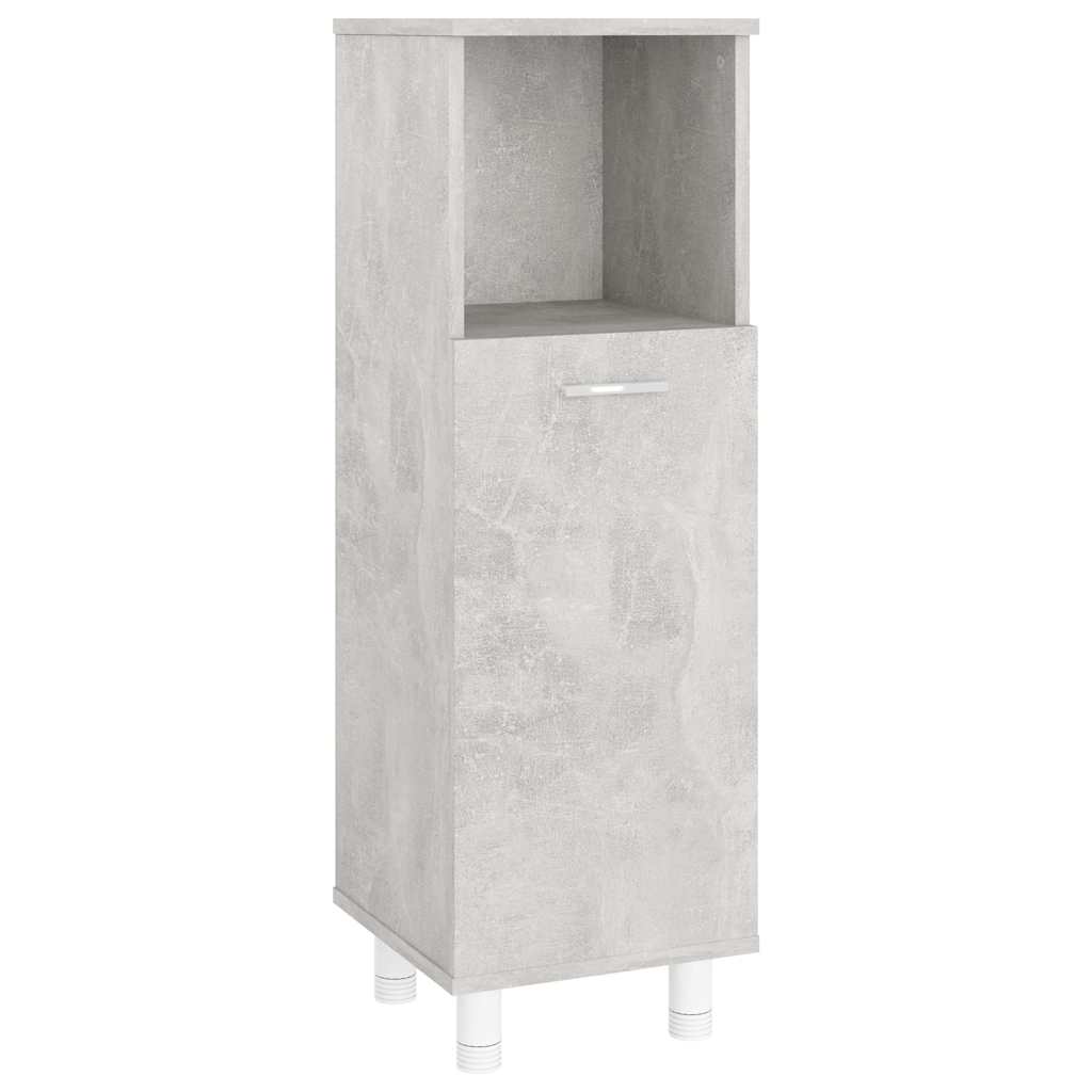 4 Piece Bathroom Furniture Set Concrete Grey Engineered Wood