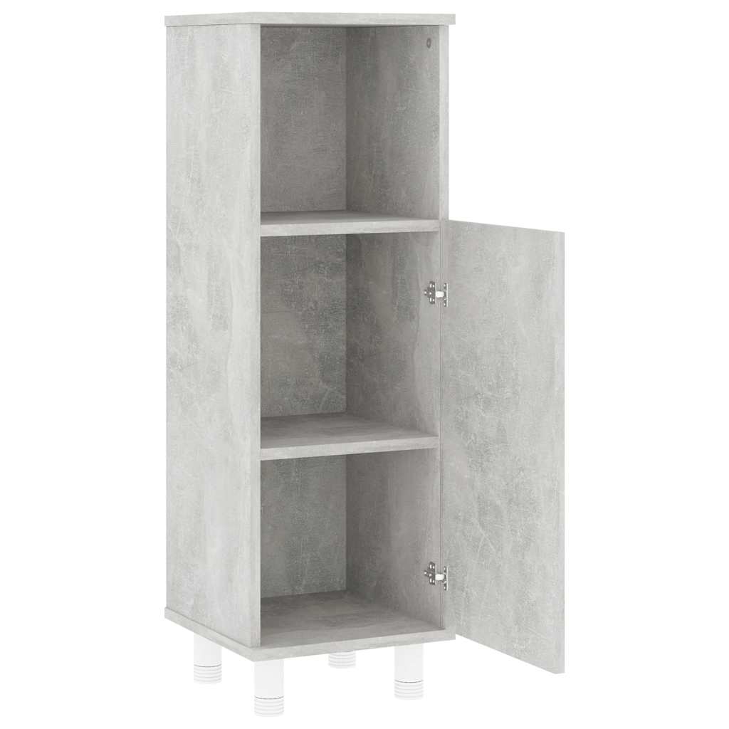 4 Piece Bathroom Furniture Set Concrete Grey Engineered Wood