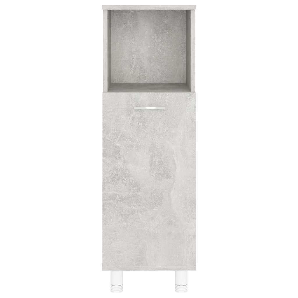 4 Piece Bathroom Furniture Set Concrete Grey Engineered Wood
