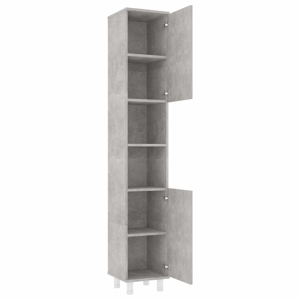 4 Piece Bathroom Furniture Set Concrete Grey Engineered Wood