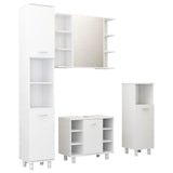 4 Piece Bathroom Furniture Set High Gloss White Engineered Wood - Front View