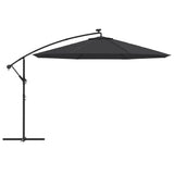 Cantilever Garden Parasol with LED Lights Black 350 cm - Top-Down View