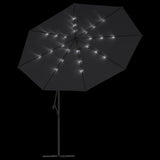 Cantilever Garden Parasol with LED Lights Black 350 cm - Rear View