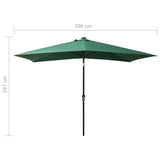 Garden Parasol with LEDs and Steel Pole Green 2x3 m - Extra Image