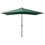 Garden Parasol with LEDs and Steel Pole Green 2x3 m - Side View