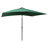 Garden Parasol with LEDs and Steel Pole Green 2x3 m - Top-Down View