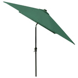 Garden Parasol with LEDs and Steel Pole Green 2x3 m - 45-Degree Angle