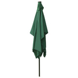 Garden Parasol with LEDs and Steel Pole Green 2x3 m - Rear View
