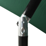 Garden Parasol with LEDs and Steel Pole Green 2x3 m - Close-Up Angle