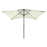 Garden Parasol with LEDs and Steel Pole Sand 2x3 m