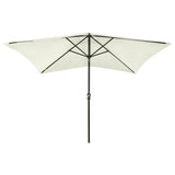 Garden Parasol with LEDs and Steel Pole Sand 2x3 m - Front View