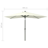 Garden Parasol with LEDs and Steel Pole Sand 2x3 m