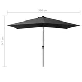 Garden Parasol with LEDs and Steel Pole Anthracite 2x3 m - Extra Image