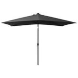 Garden Parasol with LEDs and Steel Pole Anthracite 2x3 m - Side View
