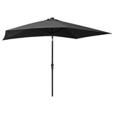 Garden Parasol with LEDs and Steel Pole Anthracite 2x3 m - Top-Down View