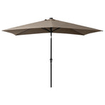 Garden Parasol with LEDs and Steel Pole Taupe 2x3 m