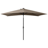 Garden Parasol with LEDs and Steel Pole Taupe 2x3 m - Side View