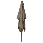 Garden Parasol with LEDs and Steel Pole Taupe 2x3 m