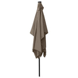 Garden Parasol with LEDs and Steel Pole Taupe 2x3 m - Rear View
