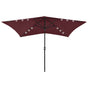 Garden Parasol with LEDs and Steel Pole Bordeaux Red 2x3 m