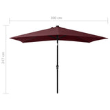 Garden Parasol with LEDs and Steel Pole Bordeaux Red 2x3 m