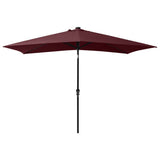 Garden Parasol with LEDs and Steel Pole Bordeaux Red 2x3 m - Side View