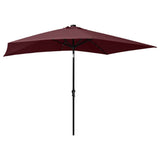 Garden Parasol with LEDs and Steel Pole Bordeaux Red 2x3 m - Top-Down View
