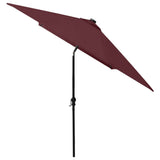 Garden Parasol with LEDs and Steel Pole Bordeaux Red 2x3 m - 45-Degree Angle