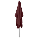 Garden Parasol with LEDs and Steel Pole Bordeaux Red 2x3 m - Rear View