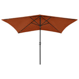 Garden Parasol with LEDs and Steel Pole Terracotta 2x3 m - Front View