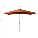 Garden Parasol with LEDs and Steel Pole Terracotta 2x3 m - Extra Image